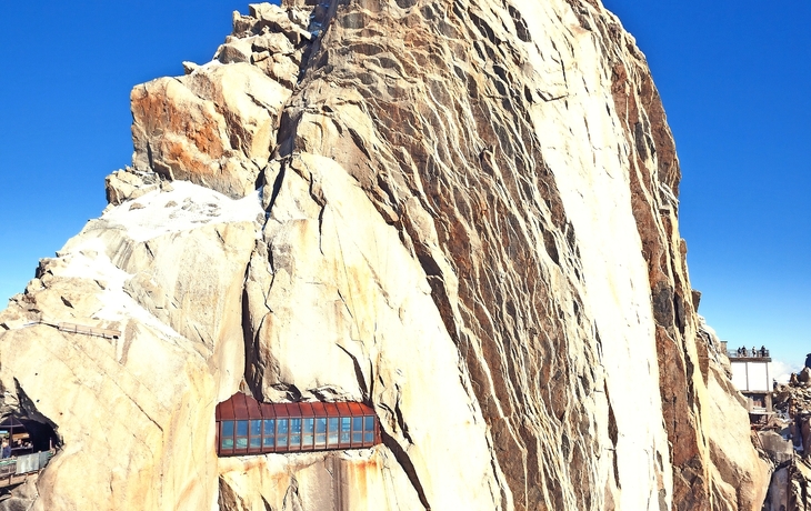 Blick auf die Aiguille du Midi nahe Chamonix, Frankreich
