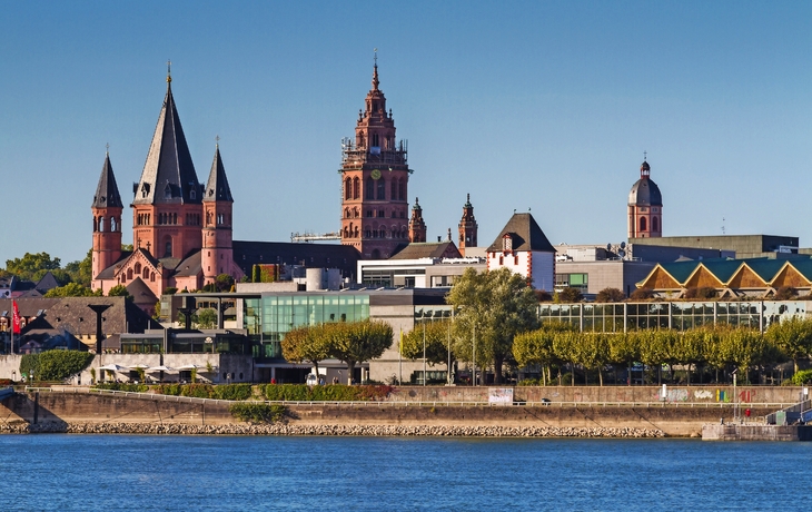 Rheinufer mit Dom, Mainz